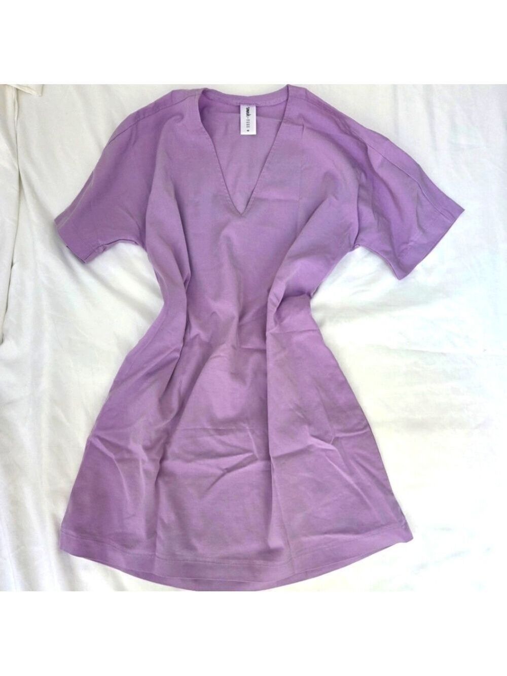 Smash + Tess Lilac V Neck T-Shirt Dress Short Sleeve Above Knee Length XS